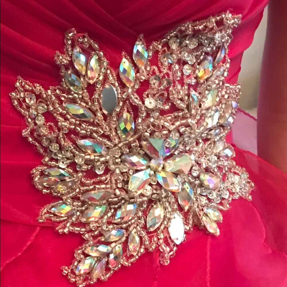 Night Moves: Fuchsia Ruffled Prom Dress - Picture 6 of 7